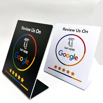 13.56Mhz programmable Google Review Card NFC station table NFC Google Reviews display bending card
