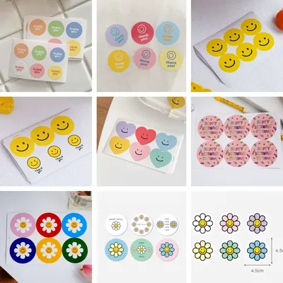 60pcs Round Sealing Stickers Wedding Candy Bag Seal Labels 《Thanks You》Stickers Gift for Package
