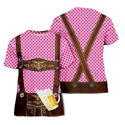 Oktoberfestbier Bayerisch T-Shirt-Ärmel Lederhosen 3D Grafik Für Herren Erwachsene Karneval Oktoberfestbier 3D-Druck Party Casual Image