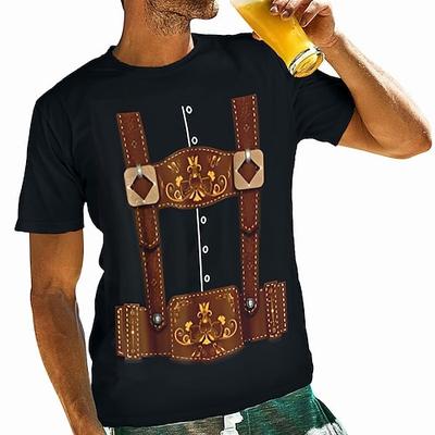 Oktoberfestbier Bayerisch T-Shirt-Ärmel Lederhosen 3D Für Herren Erwachsene Karneval Oktoberfestbier Heißprägen Party Casual Image