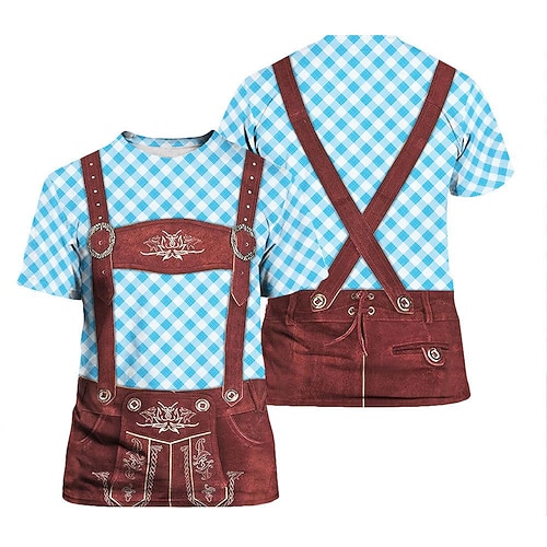 T-Shirt Lederhosen 3D Bayerisch Streetstyle T-Shirt Ärmel Grafik für Herren Erwachsene 3D-Druck für Karneval Oktoberfestbier Party Alltagstauglich Image