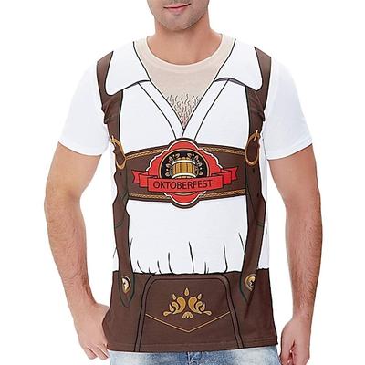Oktoberfestbier Bayerisch T-Shirt-Ärmel Lederhosen 3D Grafik Für Herren Erwachsene Karneval Oktoberfestbier 3D-Druck Party Casual Image