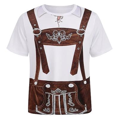 Oktoberfestbier Bayerisch T-Shirt-Ärmel Lederhosen 3D Grafik Für Herren Erwachsene Karneval Oktoberfestbier 3D-Druck Party Casual Image