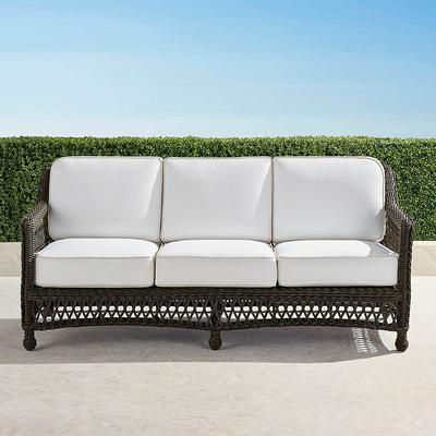 Hampton Sofa in Black Walnut Wicker - Standard, Mainstreet Dune - Frontgate