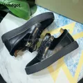 Baskets basses noires rondes Parker pour hommes chaussures à lacets zippées chaussures en fer