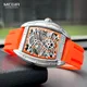 MEGIR-Montre mécanique orange pour homme montre-bracelet de sport de luxe étanche analogique