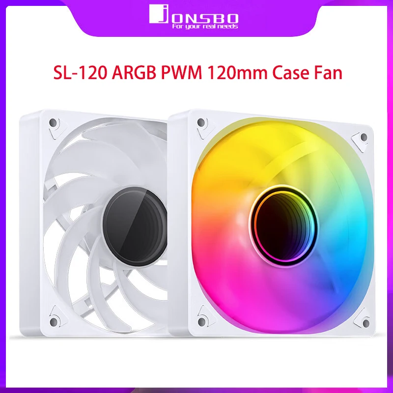 JONSBO SL-120 ARGB ventilateur 120mm refroidisseur pour ventilateur de boîtier PC 5V 3PIN/4PIN PWM refroidisseur de processeur ventilateur de PC RGB ventilateur de boîtier avant inverse
