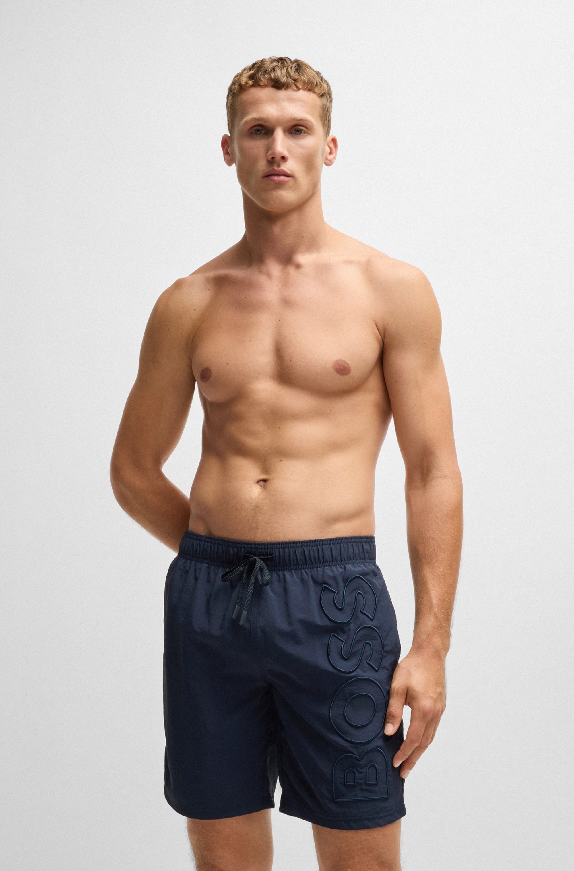 Badehose BOSS "Whale", Herren, Gr. L (52), N-Gr, blau (marine), Obermaterial: 100% Polyacryl, Badehosen Image
