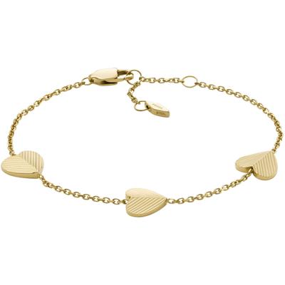 Armband FOSSIL "HARLOW, Herz, JF04653710", gold (gelbgoldfarben), Armbänder, Damen, Edelstahl