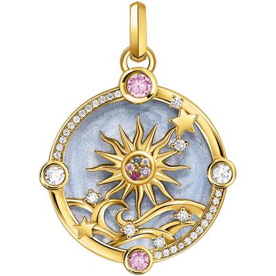 Ketten-Anhänger THOMAS SABO "blau mit Sonne und bunten Steinen, PE960-471-1", blau (gelbgoldfarben, blau, rosa, weiß, li