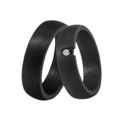 Trauring DOOSTI "Schmuck Geschenk CARBON Trauring Ehering Partnerring LIEBE" Gr. 56, schwarz, Fingerringe, 56, ohne Zirkonia, Carbon, 6mm, wahlweise mit oder ohne Zirkonia Image