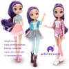 Schlanke 26 cm Bjd Puppe Für Mädchen Lila Haar Große Augen Mode Prinzessin Kleidung Anzug Zubehör