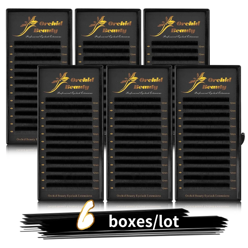 6 Fächer/Lot Orchideen-Wimpern, Nerzwimpern in allen Größen, 8–15 mm, individuelle Wimpern, 12 Reihen, russische Volumen-Wimpernverlängerung Image