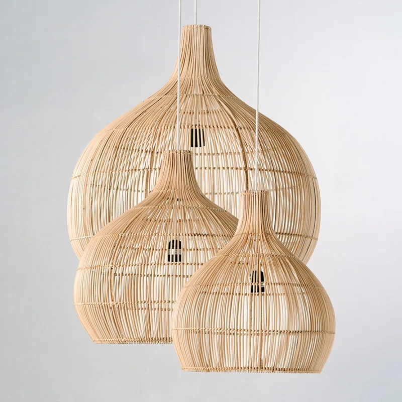 Japanische handgemachte Rattan gewebte Pendel leuchte Gast familie Teehaus ländliche Retro dekorative Leuchten kreative Designer kunst