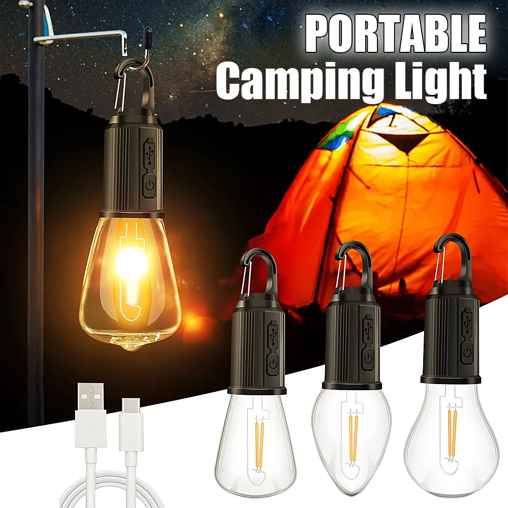 Tragbare LED Camping Laterne 3 Modi USB wiederauf ladbare wasserdichte Not licht hängende Zelt lampe für Outdoor-Angeln Wandern Image