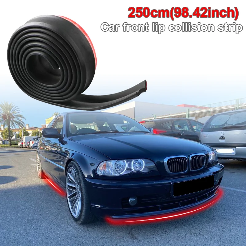 Universale Auto Paraurti Anteriore Labbro In Gomma 2.5m/98.43in Paraurti Protezione Paraurti Nero Paraurti Labbro Striscia Gonna Laterale Auto Sartoria Diretta