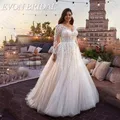 EVON BRIDAL Plus Size abiti da sposa per la sposa maniche lunghe scollo a v abiti da sposa a-line vestidos de novia talla grande personalizzatoEVON BRIDAL Plus Size Abiti da sposa per la sposa maniche