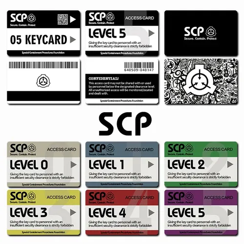 Karte Aufkleber SCP Spezielle Haltung Verfahren Foundation Logo Cosplay Zugang Grade Karte