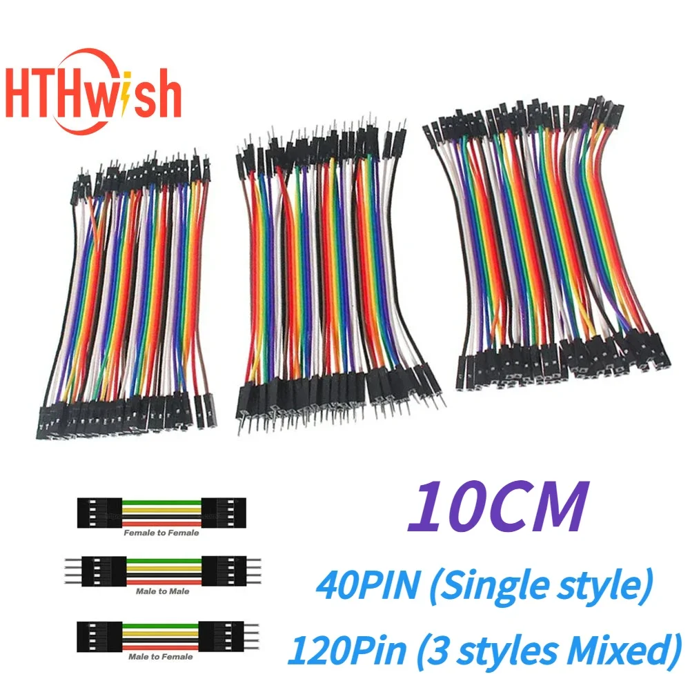 40Pin/120Pin Dupont Linie 10CM Stecker auf Stecker + Stecker auf Buchse und Buchse auf Buchse Jumper Wire Dupont Kabel Kit Image