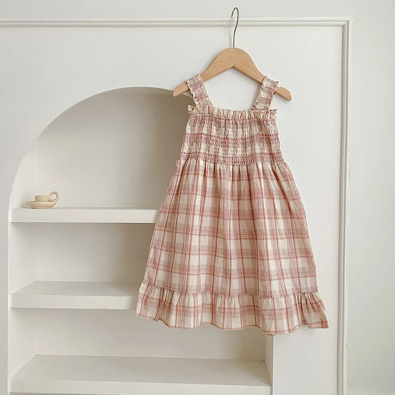 Sommer Kleinkind Baby Mädchen ärmelloses Gitter Kleid 1-6 Jahre Mädchen Plaid Kleid Kleinkind Kinder Baby Mädchen Prinzessin Kinder Kleidung Kleid Image