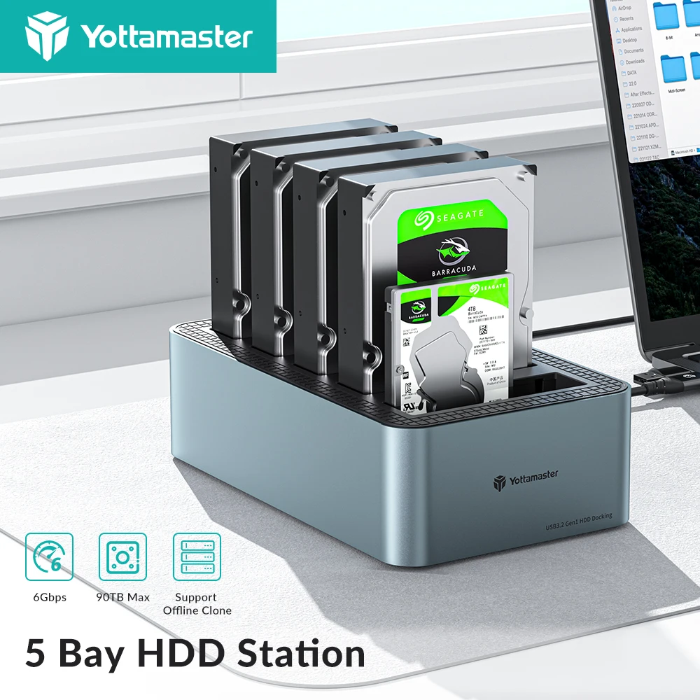 Yottamaster 5-Schacht-HDD-Dockingstation mit Offline-Klon, SATA auf USB 3.0, 2,5 Zoll 3,5 Zoll SSD/HDD-Festplatten-Dockingstation Image