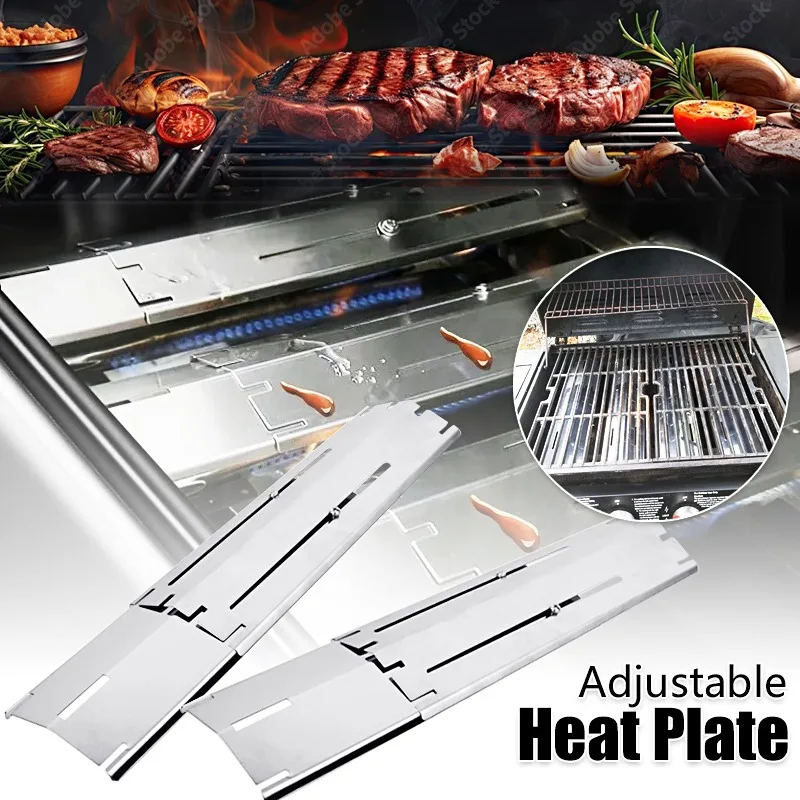 Verstellbare Grillflammen-Deflektoren Brennerabdeckungen Hitzeschutz aus Edelstahl Ersatzteile für Gasgrills 1-4 Stück