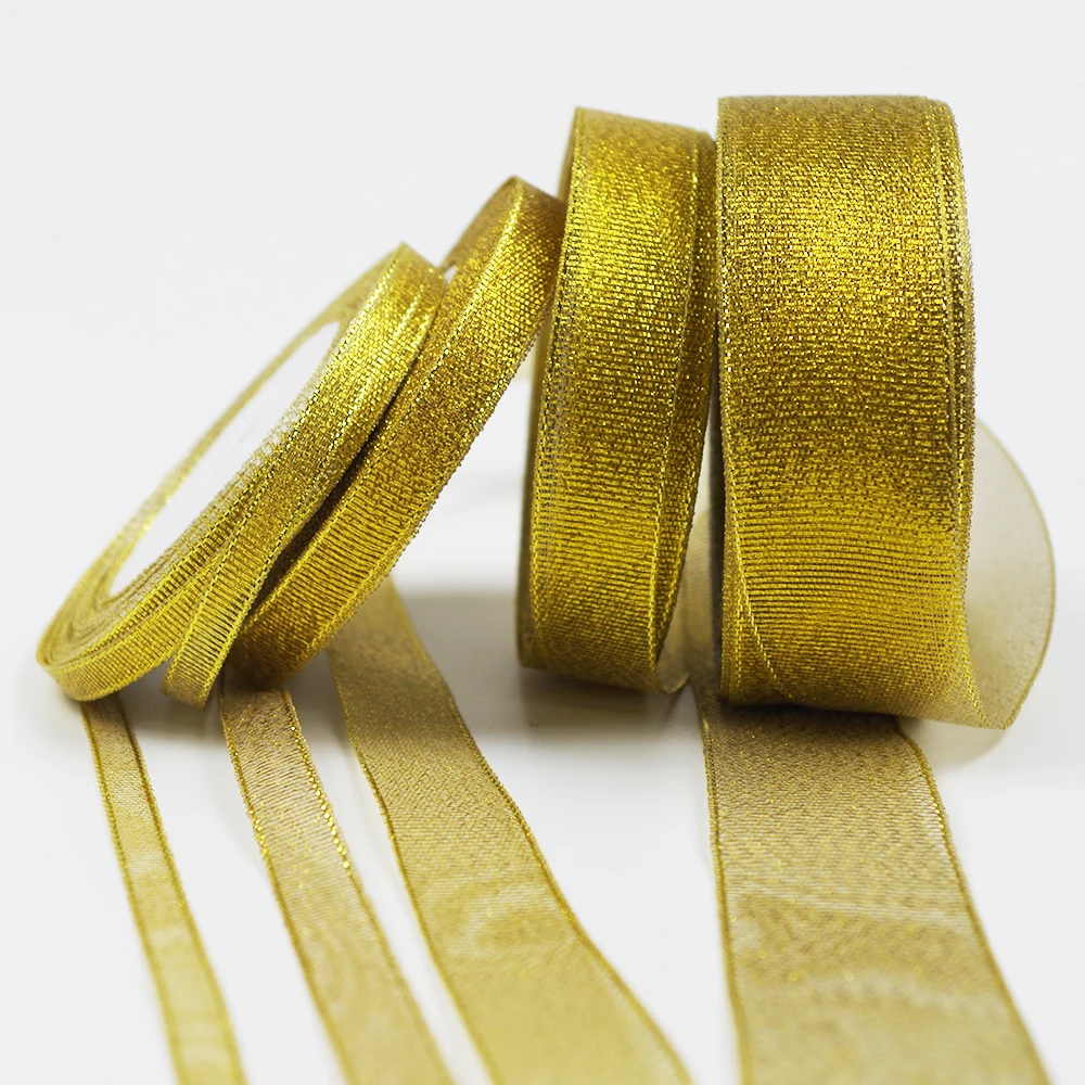 22,5 m/Rolle Gold Silber Polyester Band Glitter Band Geschenk band Verpackung für Geschenk verpackung dekorative Band Stoff Bänder