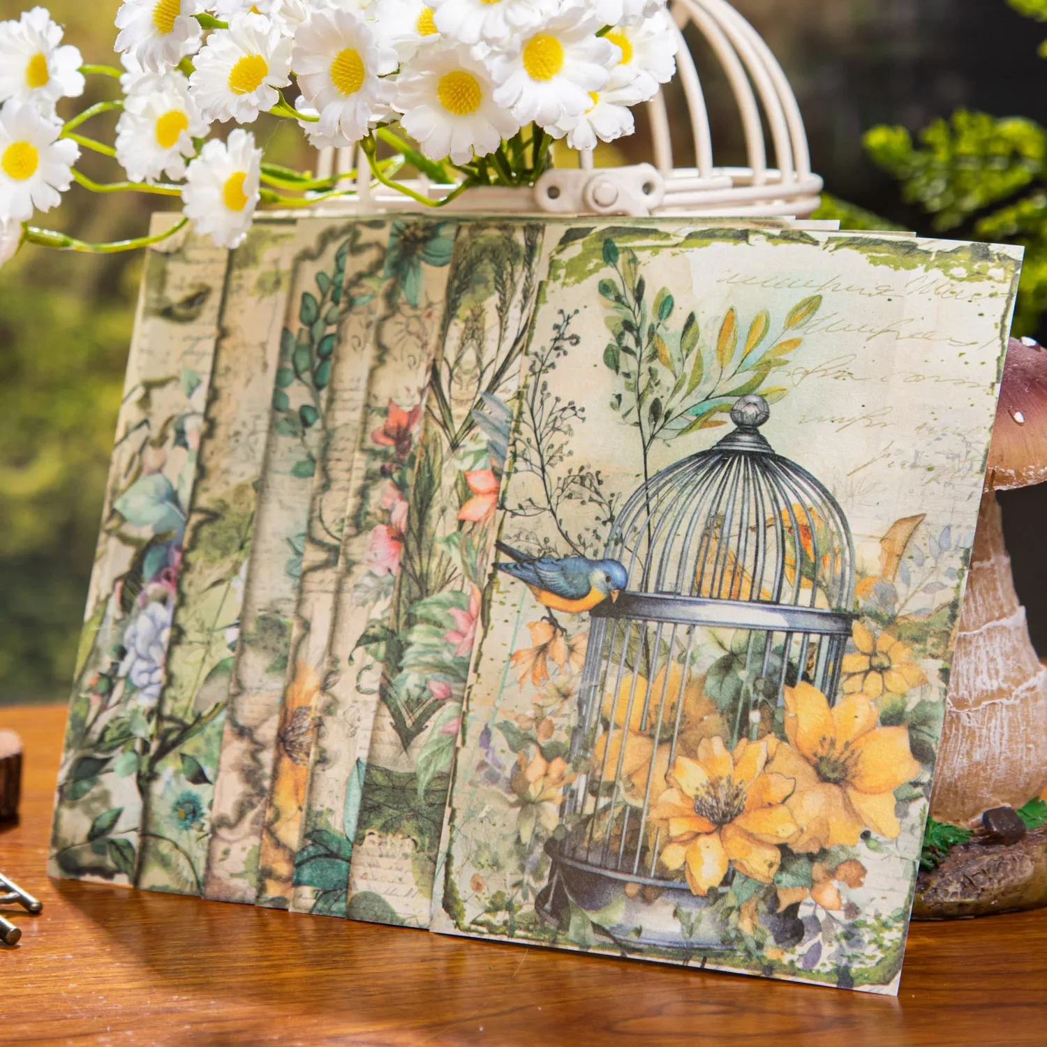 Journamm 30 teile/paket vogel blumen materialien papier leichtes papier collage tagebuch deko briefpapier scrap booking liefert diy handwerk papier Image