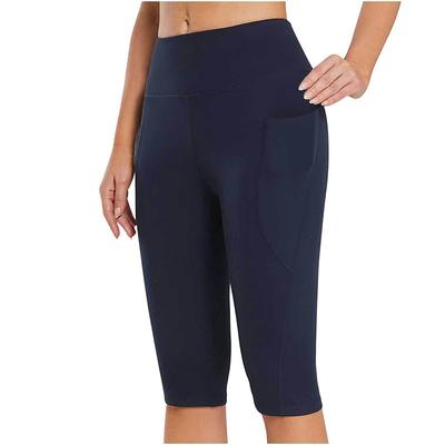 Women's Yoga Pants Side Pockets Tummy Control Butt Lift High Waist Yoga Fitness Gym Workout Capri Leggings Bottoms Black White Dark Navy Sports Activewear High Elasticity Skinny