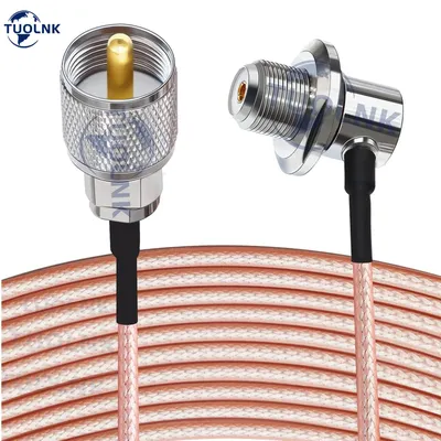 UHF Male Female RG316 Antenna Coax Cable SO239 Male to PL259 Female Right Angle Car Radio RG316
