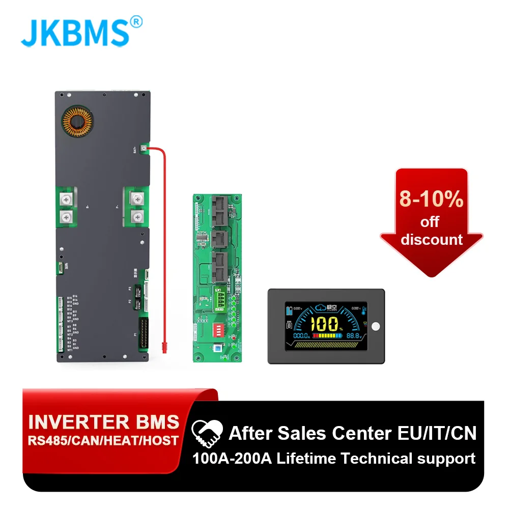 JKBMS onduleur intelligent BMS 8S 16S 24V 48V 8S-16S 100A 150A 200A stockage d