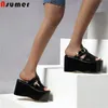 ASUMER Plus Größe 34-43 Neue Plattform Sandalen Frauen Schuhe Schnalle Ultra Dicke Sohle Casual Straße Damen Schuhe Blau schwarz