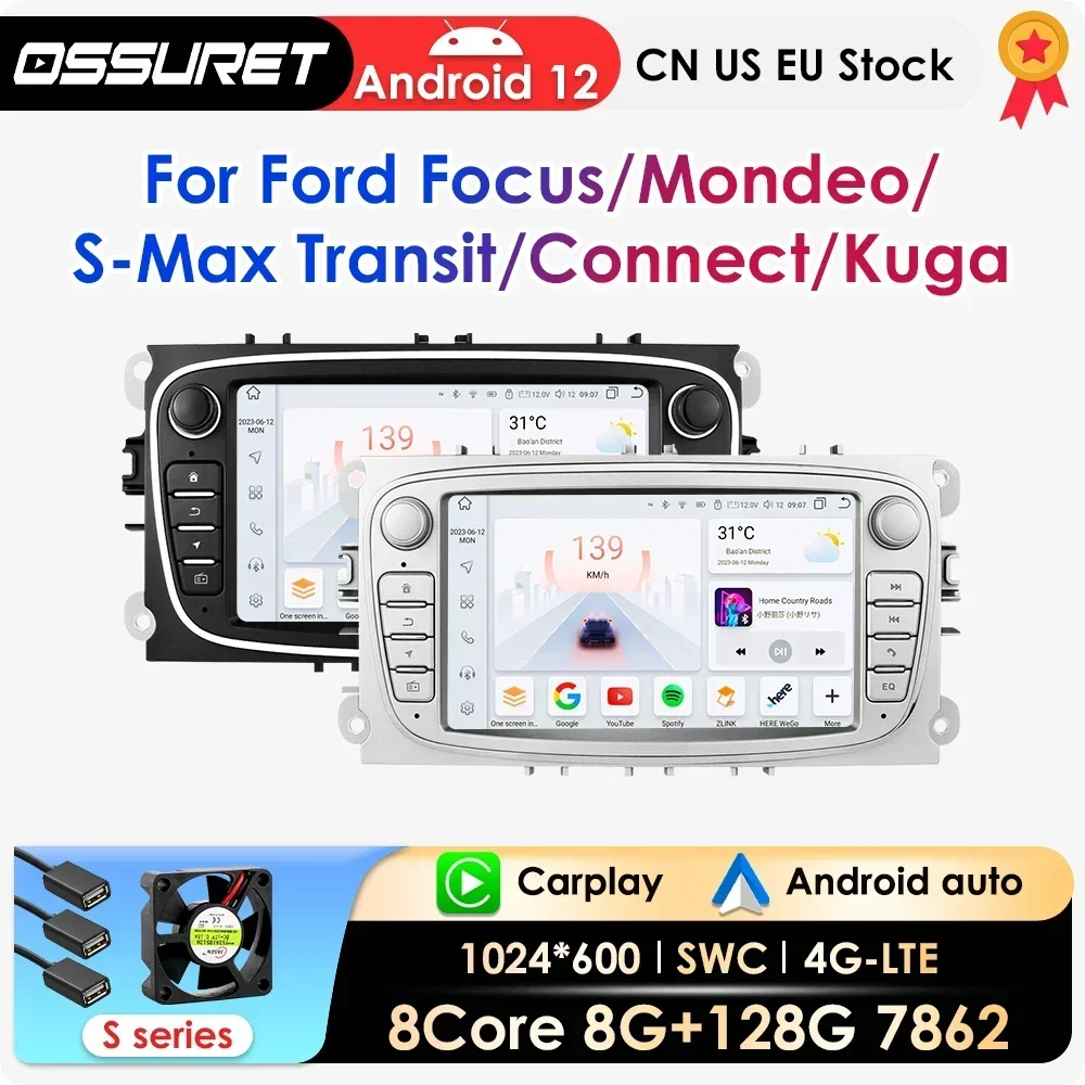 Android 12 Autoradio für Ford Mondeo/Focus/S-Max/GalaxyC-Max Autoradio Multimedia Video Player Navigation GPS Carplay 7862 Image