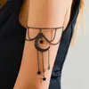 Gothic Hollow Moon Star Anhänger Oberarm Armband Punk Black Metal Quaste Open Arm Armband Frauen Hip Hop Armreif Schmuck