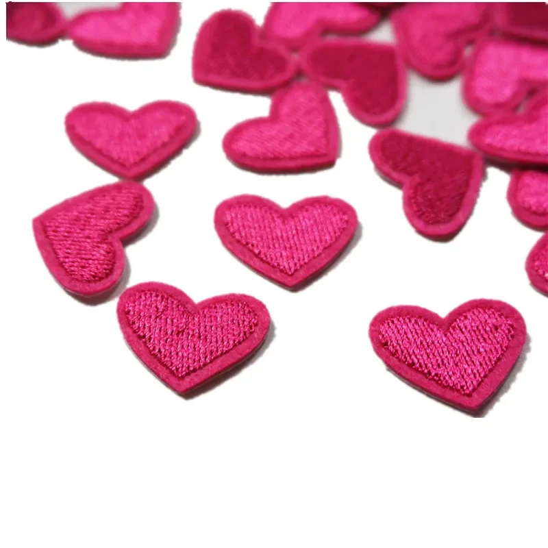 10PCS Rosa Herzen Gestickte Patches Nähen Eisen Auf Stickerei Abzeichen Für Tasche Jeans Hut T Shirt DIY Applikationen Handwerk dekoration Image