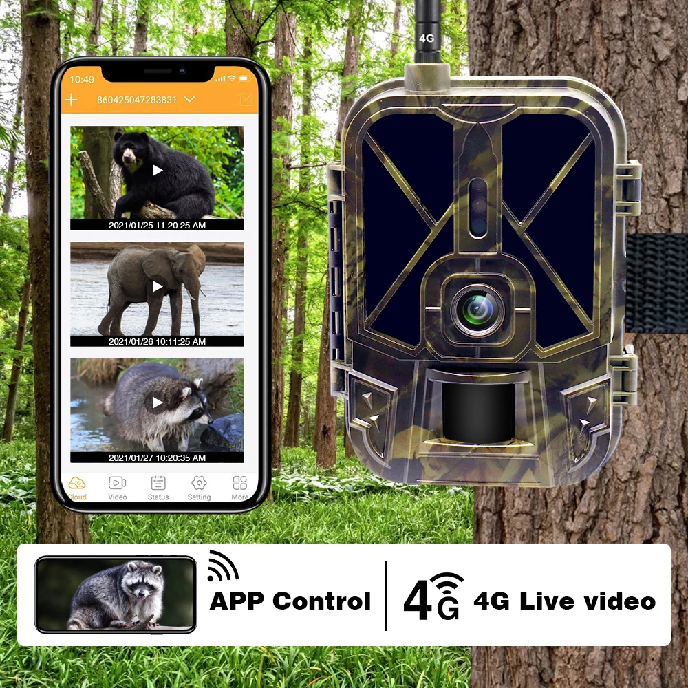 4K Live Stream Media APP Clould Service keine Lithiumbatterie Jagd Trail Kamera 4G 30MP Nachtsicht Foto HC940PRO Kamera Image