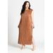 Plus Size Women's Plisse Short Sleeve Midi Dress by ELOQUII in Russet (Size 22)