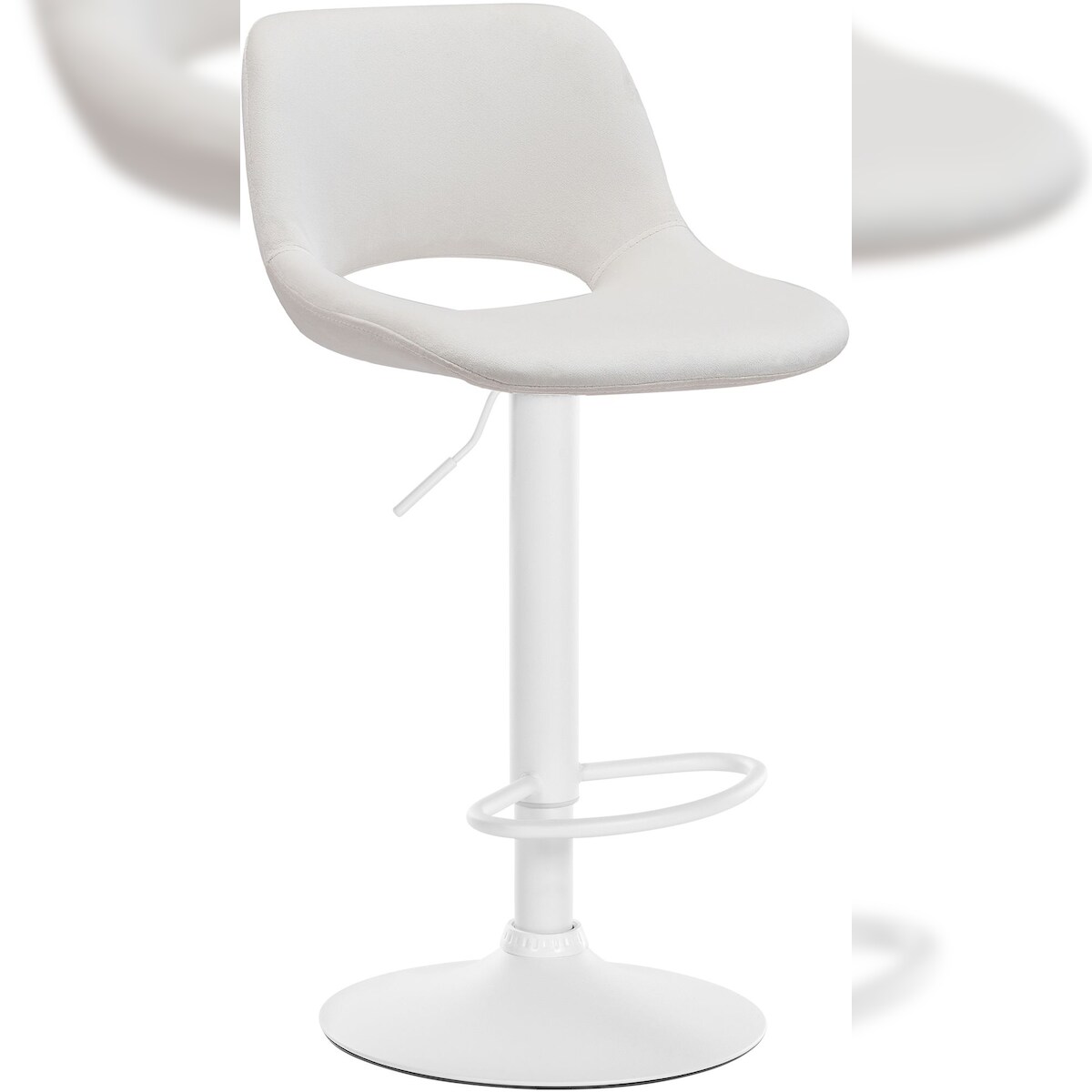 CLP Barhocker Camden Samt creme/Metall matt weiss