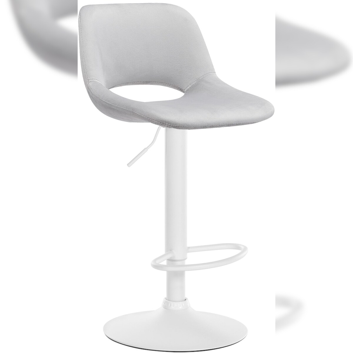 CLP Barhocker Camden Samt hellgrau/Metall matt weiss