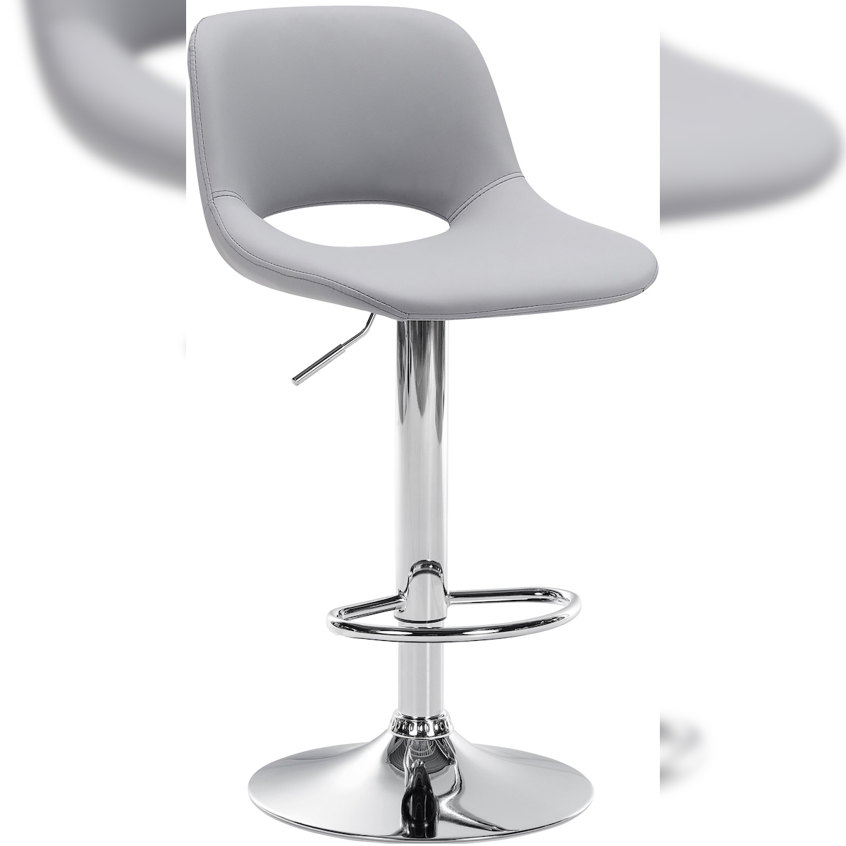 CLP Barhocker Camden Kunstleder grau/Metall in Chromoptik Image