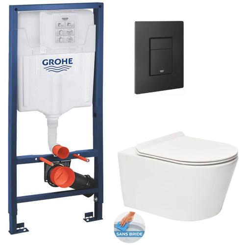Toilettenpaket Rapid sl mit Rahmen + flanschlose Toilette sat + schlanker Soft-Close-Sitz +