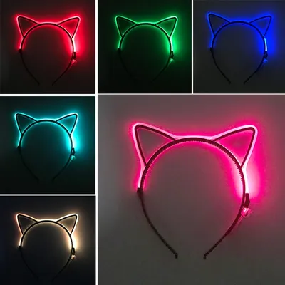 Led Cat Ear Headband NightClub Concert Masquerade Cosplay Cat Ear Bridesmaid Hair Accessories Led