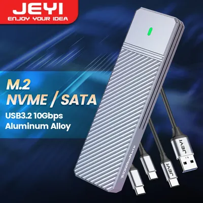 JEYI M.2 SSD Enclosure NVMe SATA Dual Protocols SSD Case USB 3.2 10Gbps PCIe Adapter External