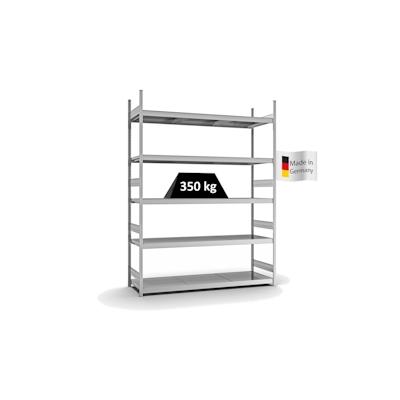 PROREGAL Weitspannregal Stecksystem T-Profil | HxBxT 300x225x60cm | 5 Ebenen | Stahlplatten-Fachboden | Fachlast 350kg | Verzinkt | Lagerregal Image