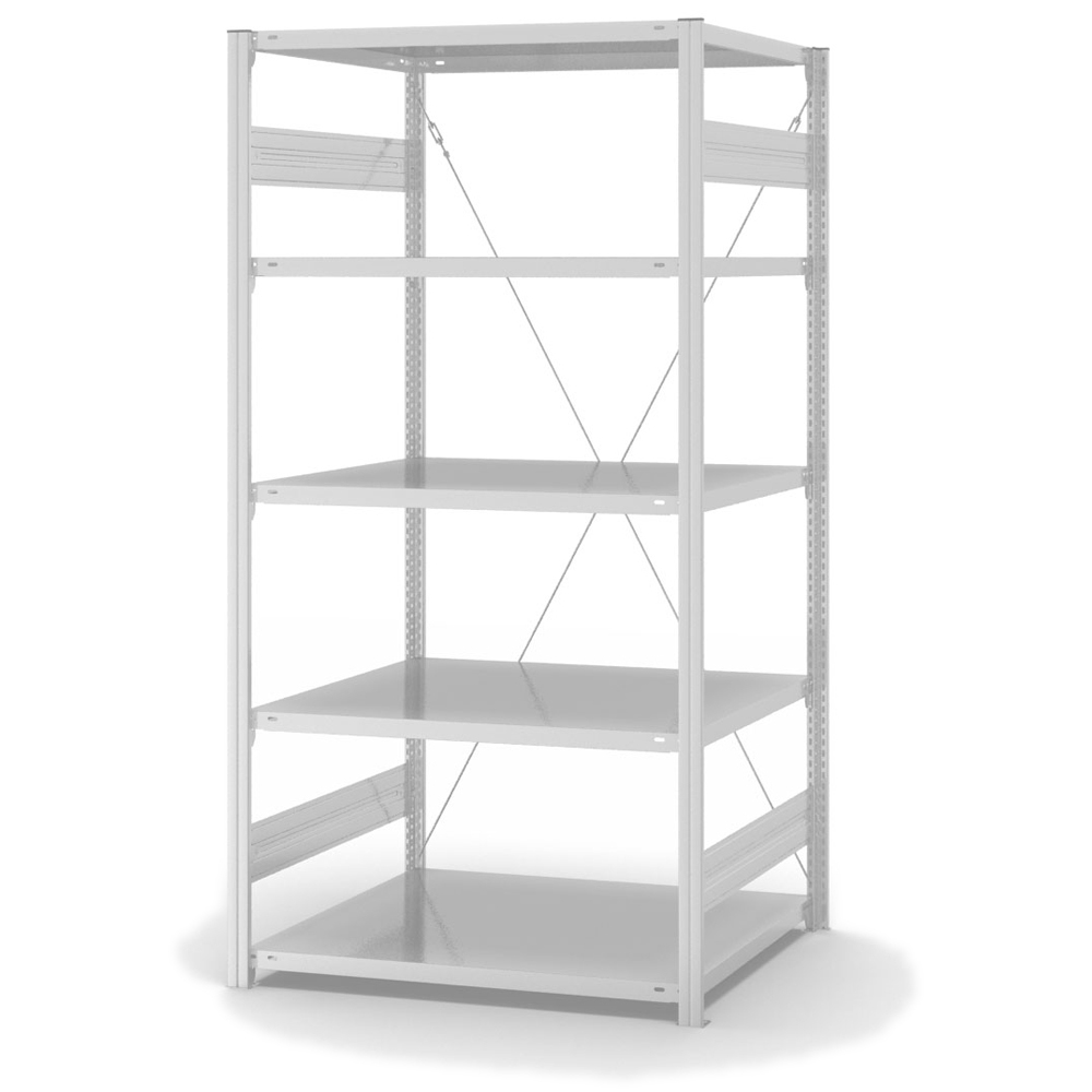 PROREGAL Lebensmittel-Fachbodenregal Stecksystem T-Profil | HxBxT 200x100x80cm | 5 Ebenen | Fachlast 130kg | Hygienische Beschichtung | Weiß Stahl Image