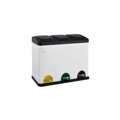 SVITA TC3X15 Mülleimer Papierkorb pulverbeschichteter Stahl Treteimer Abfalleimer Recycling 45L Weiß Image