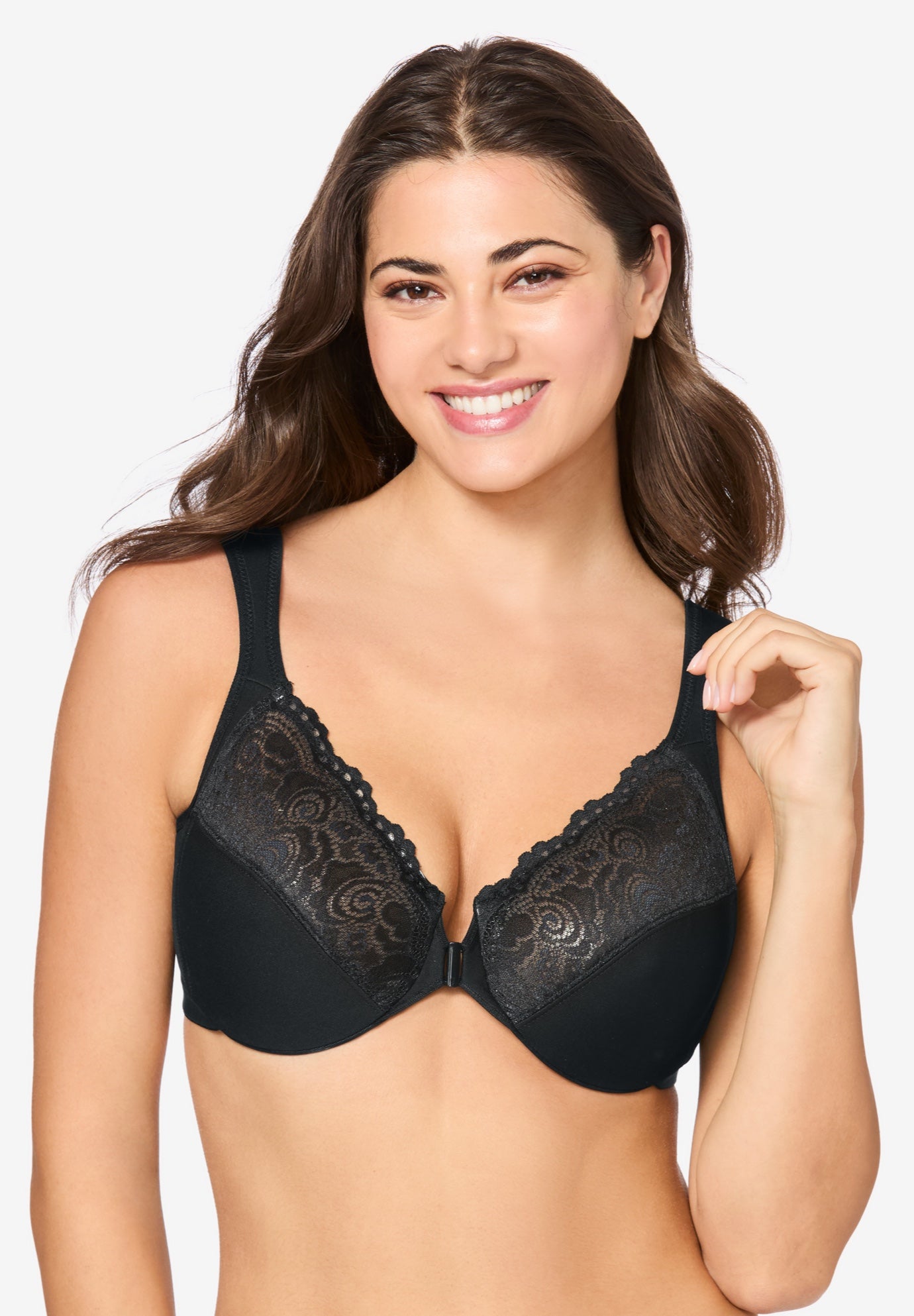 Plus Size Women's Wonderwire® Front-Close Underwire Bra 1245 by Glamorise in Black (Size 50 G)
