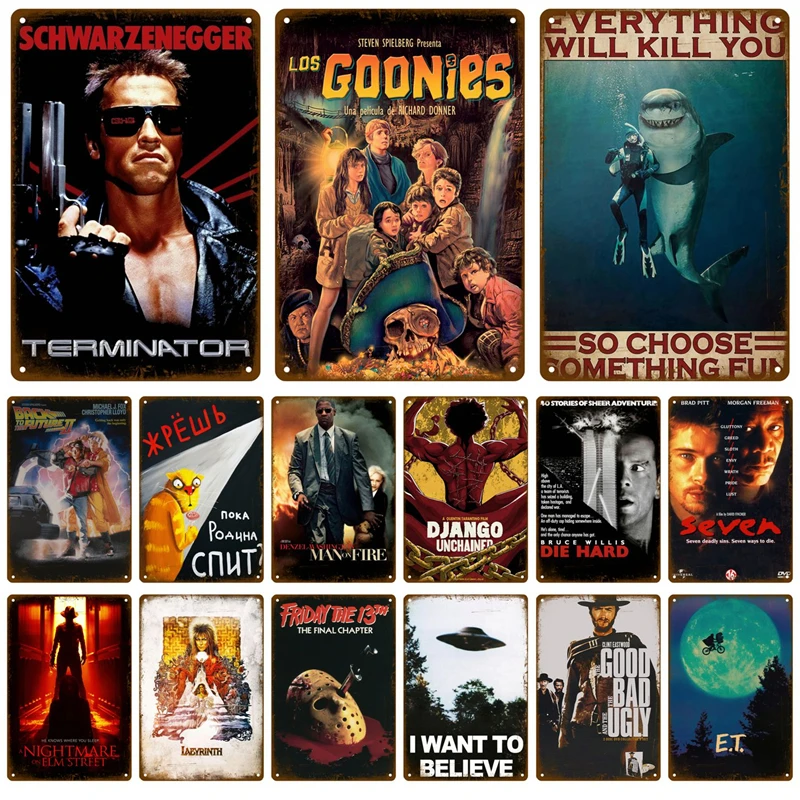 Panneau métallique Vintage pour film rétro, en étain, esthétique, décoration murale en métal pour salon, cinéma, Films de décoration industriels, affiche