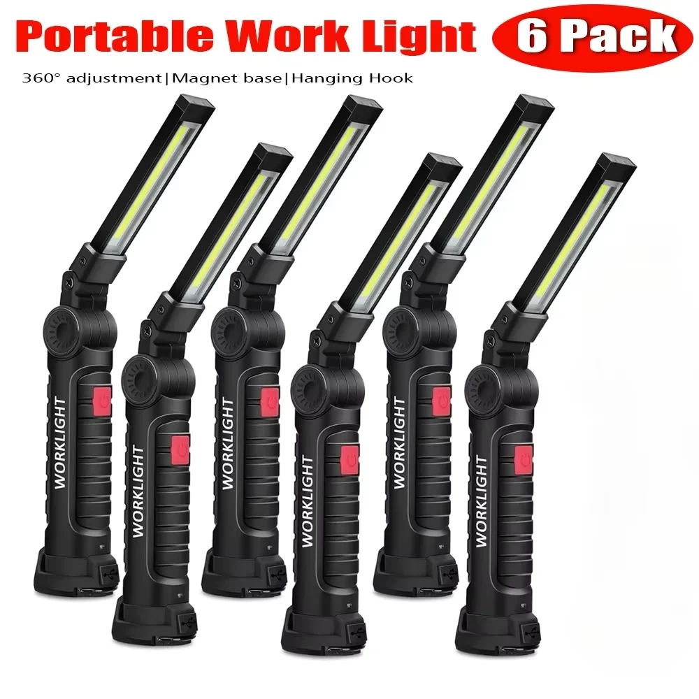 LED-Arbeitsleuchte mit magnetischem Sockel, wiederaufladbar, 360° ° Rotierende tragbare Handtaschenlampe für Arbeiten, Reparieren, Camping im Freien