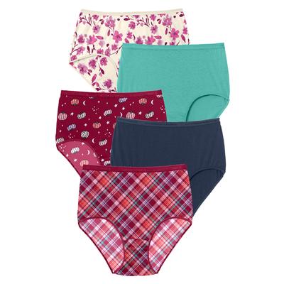 Plus Size Women's Cotton Brief 5-Pack by Comfort Choice in Fall Harvest Pack (Size 7)